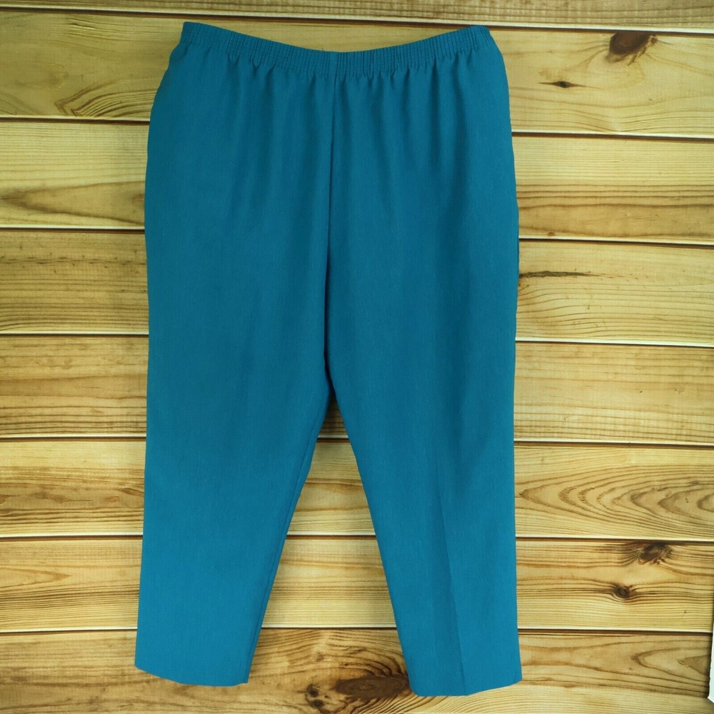 Allison Daley Stretch Waist Dress Pants Womens Size 22W Teal Blue 100% Polyester